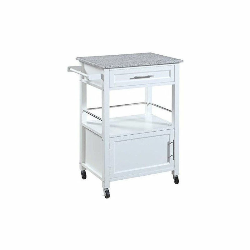 Linon Home Decor Products Linon Mitchell Wood Granite Top Kitchen Cart In White