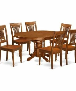 East West Furniture Avon 7-piece Wood Dining Table And Chair Set In Saddle Brown