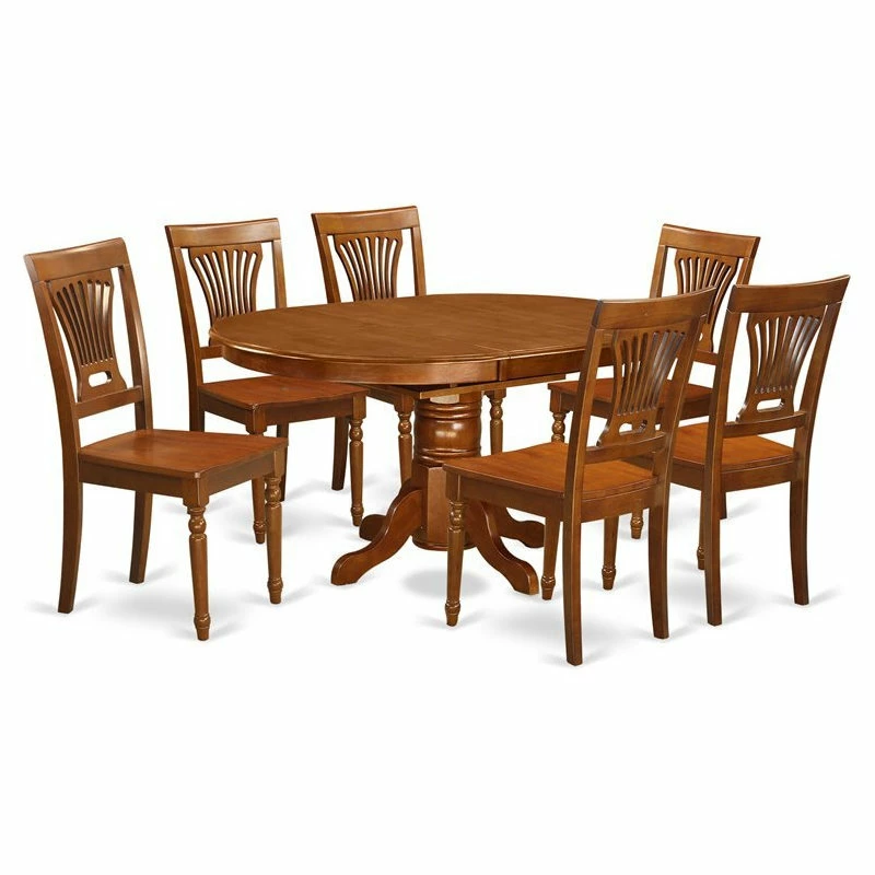 East West Furniture Avon 7-piece Wood Dining Table And Chair Set In Saddle Brown