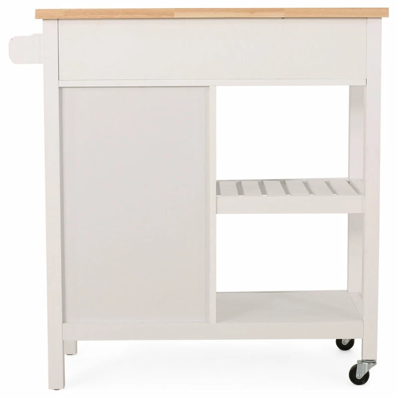 GDFStudio Marlon Kitchen Cart With Wheels, White, Natural - Image 6