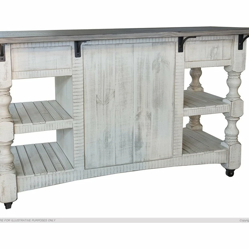 Crafters And Weavers Greenview Rustic Farmhouse Kitchen Island, Solid Wood - Image 2