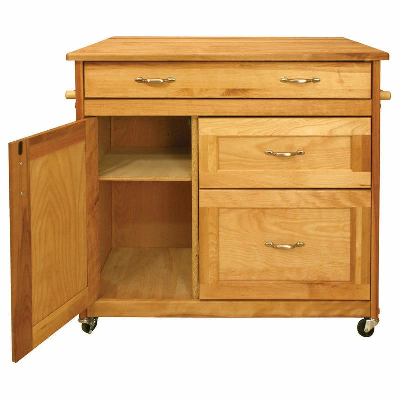 Catskill Craftsmen Mid Sized Drawer Kitchen Cart In Natural Birch - Image 2
