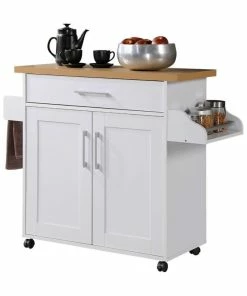 Hodedah Import Inc. Microwave Cart, White