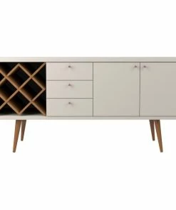 Manhattan Comfort Utopia 4 Bottle Wine Rack Sideboard Buffet Stand With 3-Drawer And 2 Shelves