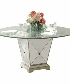BASSETT MIRROR CO. Bassett Mirror Borghese Round Table In Ant Mirror/Silver Leaf 8311-601-906EC