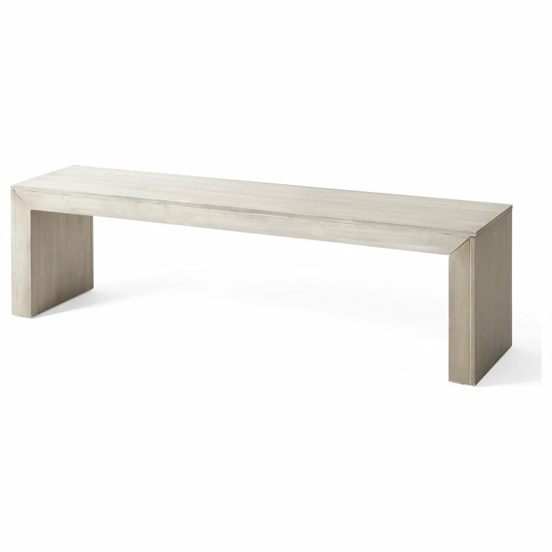 GDFStudio Hyde Farmhouse Acacia Wood Dining Bench, Light Gray Oak - Image 5