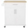 GDFStudio Negley Contemporary Kitchen Cart With Wheels, White + Natural