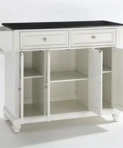 Crosley Cambridge Black Granite Top Kitchen Island In White