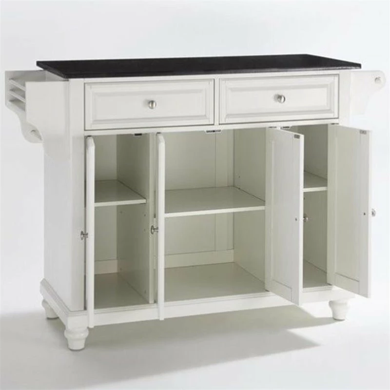 Crosley Cambridge Black Granite Top Kitchen Island In White