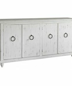 Crafters And Weavers Macao Rustic Modern Solid Wood 4-Door Sideboard, White