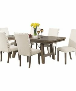 Picket House Dex 7-Piece Dining Set, Table And 6 Upholstered Side Chairs