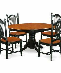 East West Furniture Avon 5-piece Dining Set With Wood Seat In Black/Cherry