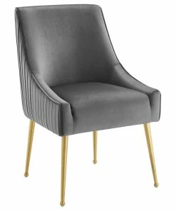 LexMod Discern Pleated Back Upholstered Performance Velvet Dining Chair, Gray