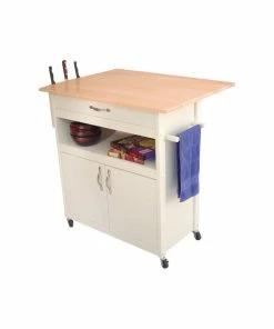 Catskill Craftsmen Butcher Block Kitchen Cart In White