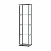 Bowery Hill Contemporary Wood 4 Shelf Glass Curio Cabinet In Black