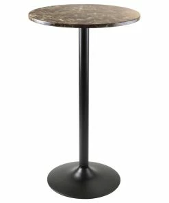 Winsome Wood Transitional Black Faux Marble And Metal Bar Stool Table 76124