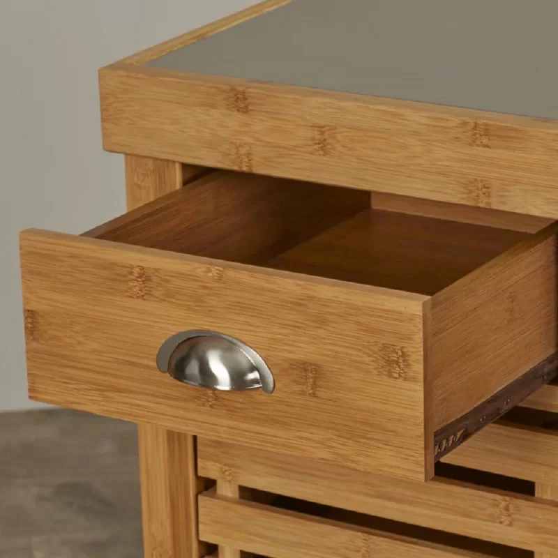 Boraam Industries, Inc. Kenta Bamboo Kitchen Cart With Stainless Steel Top - Image 5