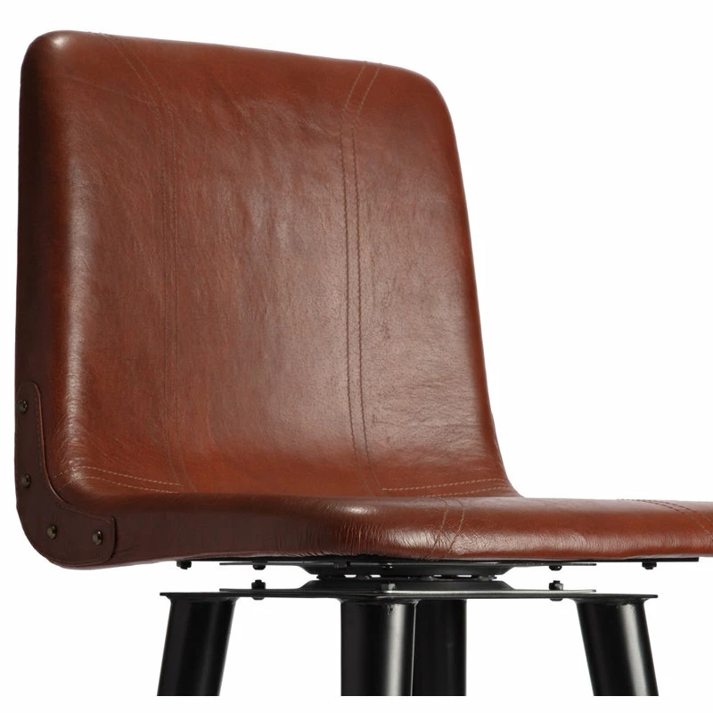 Madeleine Home Inc. Hayward Genuine Leather 29.5" Swivel Bar Stool, Brown, Brown - Image 9