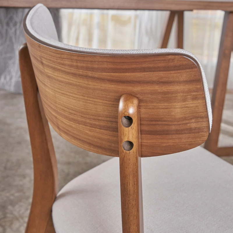 GDFStudio Anakin Mid-Century Modern 7-Piece Dining Set, Light Beige, Walnut - Image 7