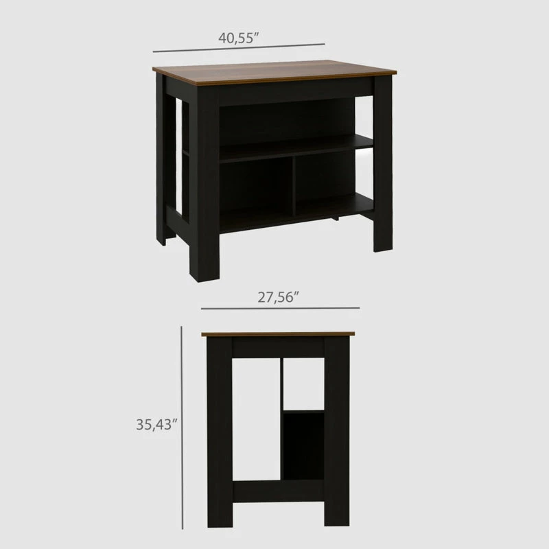 RST Brands Lindon Kitchen Island, Black, Maple - Image 3