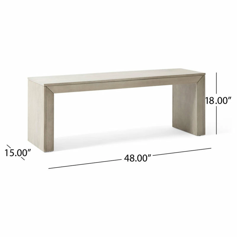 GDFStudio Chatham Farmhouse Acacia Wood Dining Bench, Light Gray Oak - Image 12