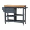 Baxton Studio Sunderland Coastal And Farmhouse Gray Wood Kitchen Cart