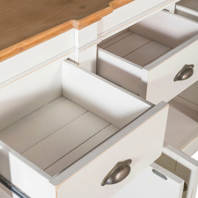 Crafters And Weavers Asbury Rustic Wood 76" 4 Door 4 Drawer Sideboard, White - Image 4