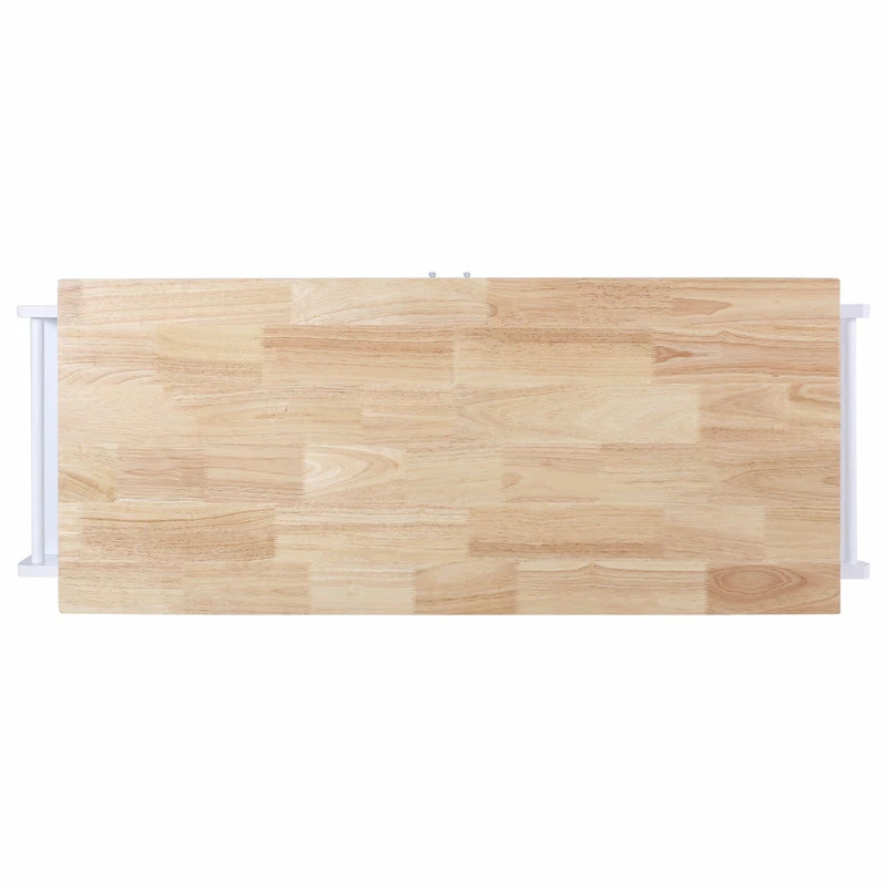 GDFStudio Drake Farmhouse Kitchen Cart With Wheels, White And Natural - Image 7