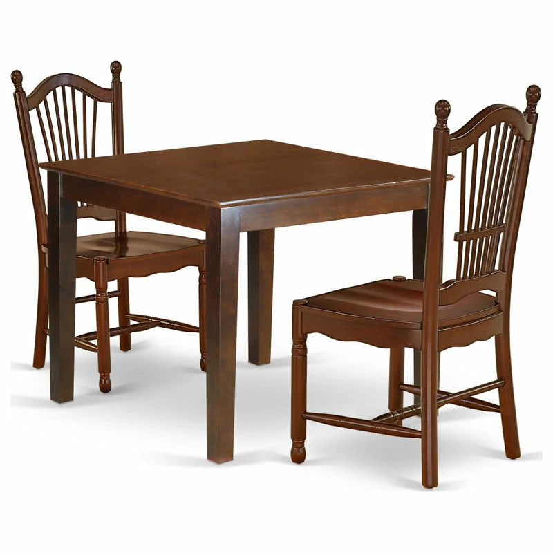 East West Furniture Oxford Wood 3-Piece Dining Set With Mahogany OXDO3-MAH-W