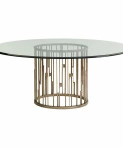 Lexington Rendezvous Round Metal Dining Table With 60" Glass Top
