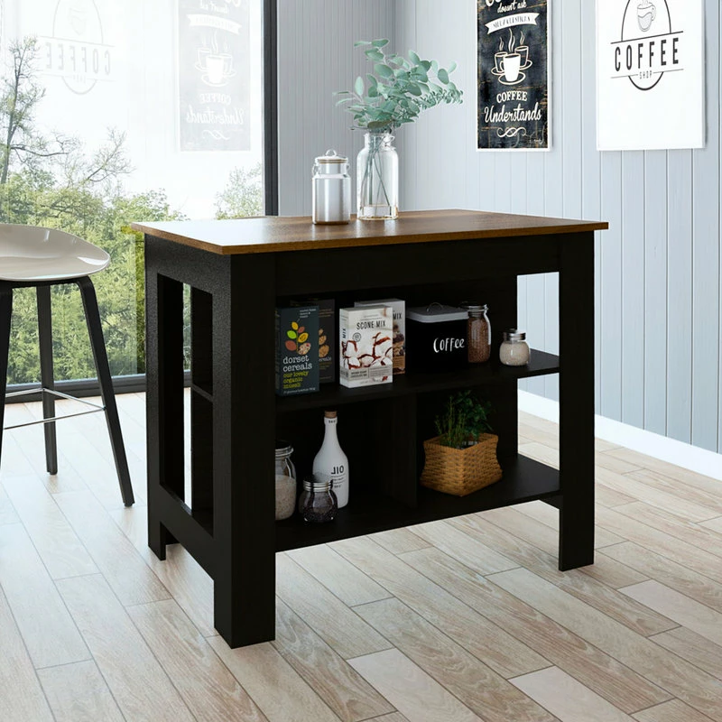 RST Brands Lindon Kitchen Island, Black, Maple - Image 4