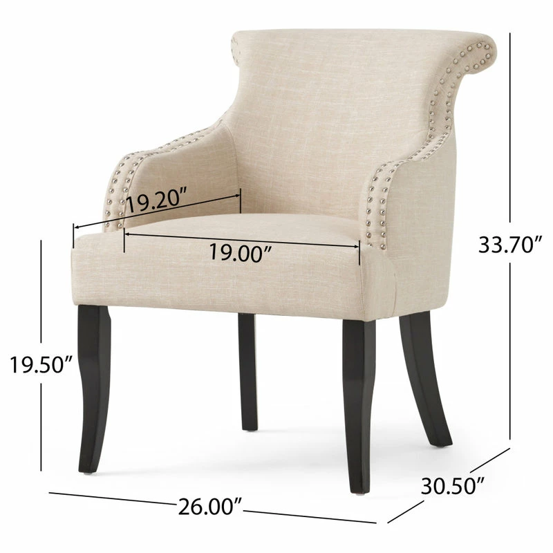 GDFStudio GDF Studio Baldwin Light Beige Fabric Arm Chair - Image 3