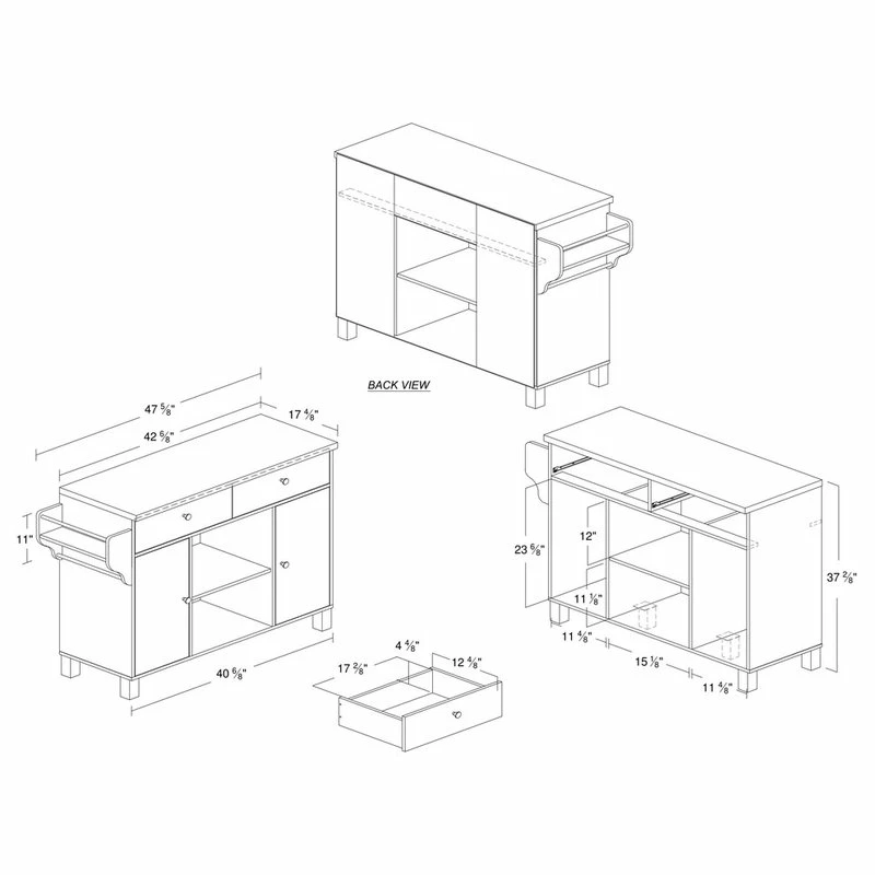 Hodedah Import Inc. Kitchen Island With Spice Rack And Towel Rack, Chocolate/Gray - Image 3