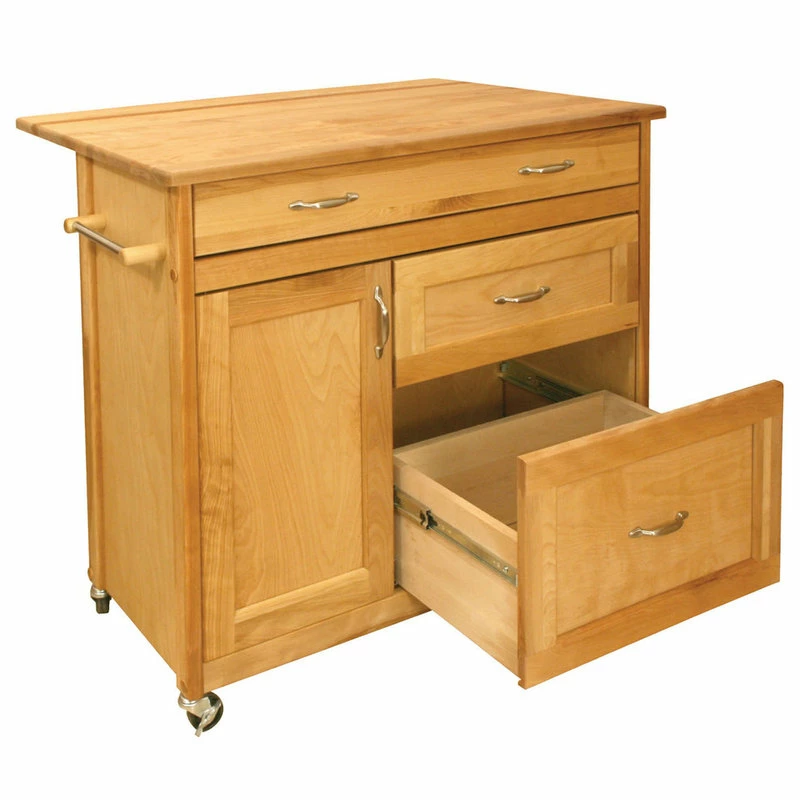 Catskill Craftsmen Mid Sized Drawer Kitchen Cart In Natural Birch - Image 3