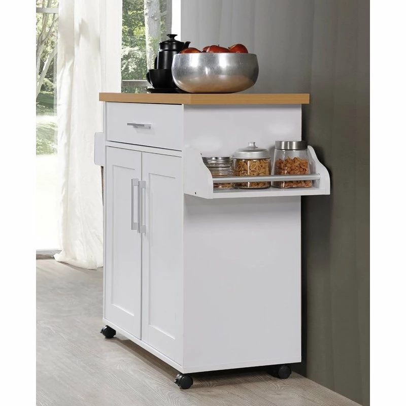 Hodedah Import Inc. Microwave Cart, White - Image 3
