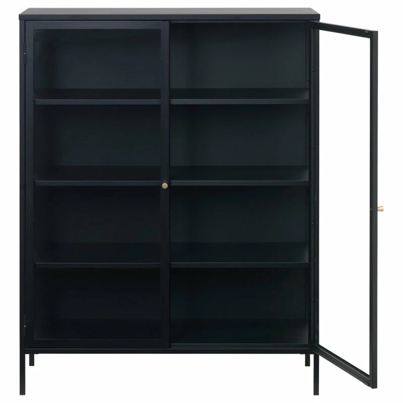 Unique Furniture 55" Metal And Glass Cabinet In Black - Image 3