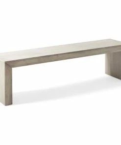 GDFStudio Hyde Farmhouse Acacia Wood Dining Bench, Light Gray Oak