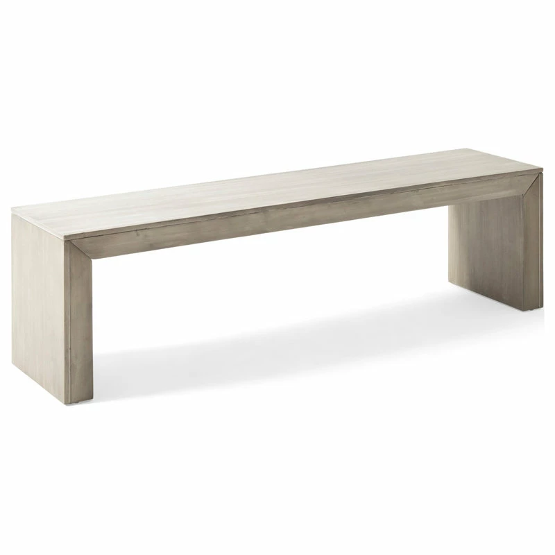 GDFStudio Hyde Farmhouse Acacia Wood Dining Bench, Light Gray Oak