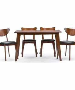 Baxton Studio Sumner Mid-Century Style "Walnut" Brown 5-Piece Dining Set