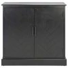 Decor Love Classic Sideboard, 2 Doors Cabinet With Herringbone Pattern, Black