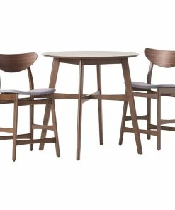 GDFStudio GDF Studio Helen Dark Fabric/ Wood Finish Counter Height Dining Set, Walnut/Dark