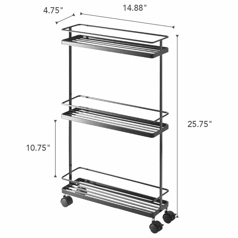 Yamazaki Home Rolling Cart, Steel, Holds 6.6 Lbs, Wheels, Black - Image 4