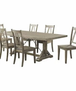Picket House Flynn Dining Table With 6 Wooden Side Chairs