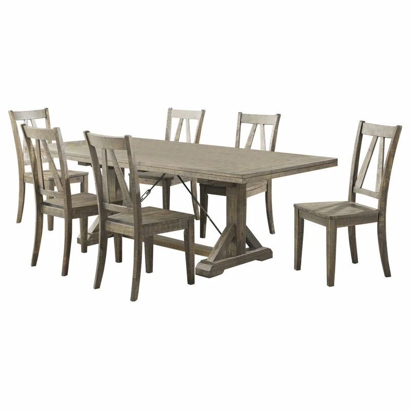 Picket House Flynn Dining Table With 6 Wooden Side Chairs