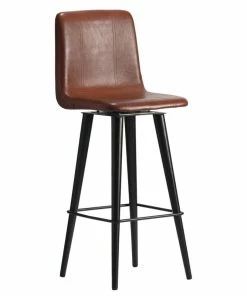 Madeleine Home Inc. Hayward Genuine Leather 29.5" Swivel Bar Stool, Brown, Brown