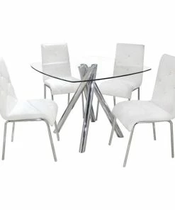 Best Master Furniture Best Master Contemporary 5-Piece Dinette Set With Faux Leather Chair In White
