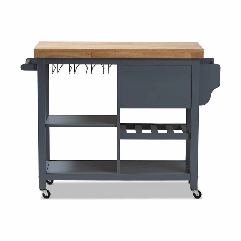 Baxton Studio Sunderland Coastal And Farmhouse Gray Wood Kitchen Cart - Image 6