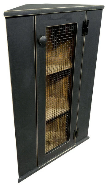 Sawdust City, LLC Corner Cabinet Top Hutch, Old Black