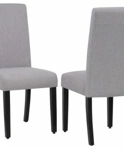 WestinTrends Upholstered Linen Fabric Dining Side Chair (Set Of 2), Gray