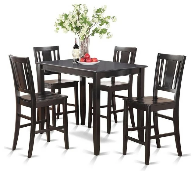 East West Furniture 5-Piece Counter Height Table Set, High Table And 4 Stools